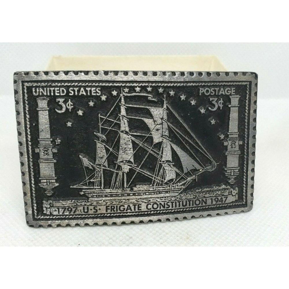 U.S Postage 1797-1947 U.S Frigate Constitution 3 Cents Solid Pewter Belt Buckle